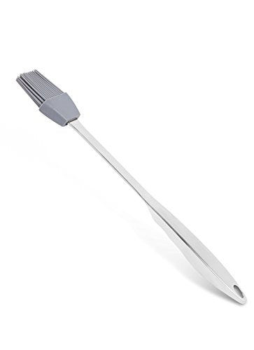 Internet’s Best Stainless Steel Silicone Basting Brush | Gray Silicone Bristles | Cooking Grilling BBQ Pastry Spread Brush