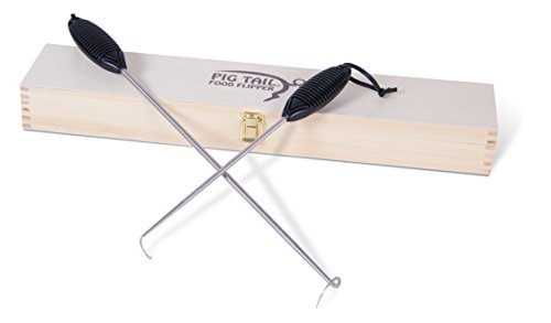 Jaccard Pig Tail Combo Wooden Food Flipper Gift Box,19-Inch/12-Inch, Plastic Handles