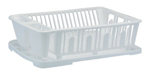 United Solutions Two Piece Dish Rack and Drain Board Set in Red-2 Piece Large Sink Set Includes Dish Drainer and Drain board with Room for 14 Plates