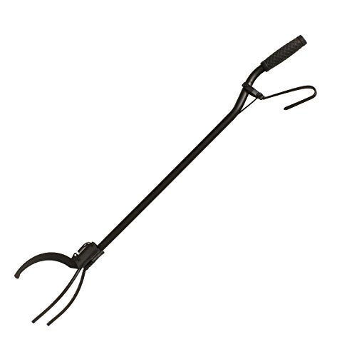 Redneck Convent Heavy-Duty Log Grabber Fire Tongs Poker Tool with Spring Handle and 3 Prong, 36” Inch – Place Wood on Campfire Fireplace