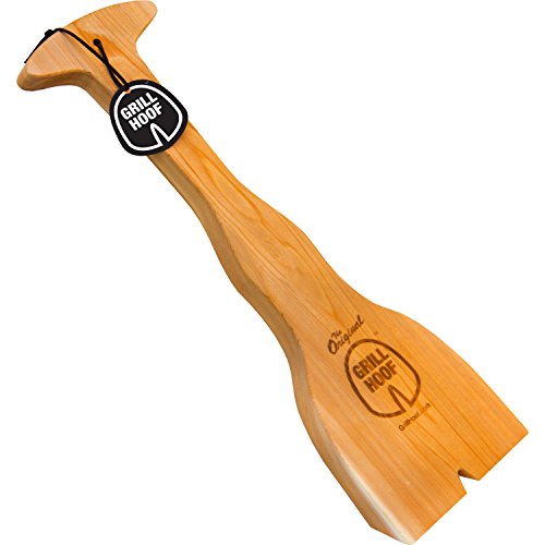 Grill Hoof - Wood BBQ Tool, Safe Grill Scraper for Outdoor Barbecue Cleaning. North American Cedar, Ergonomic Handle & Bristle Free Cleaner, Naturally Forms to Your Gas, Charcoal & Charbroil Grill