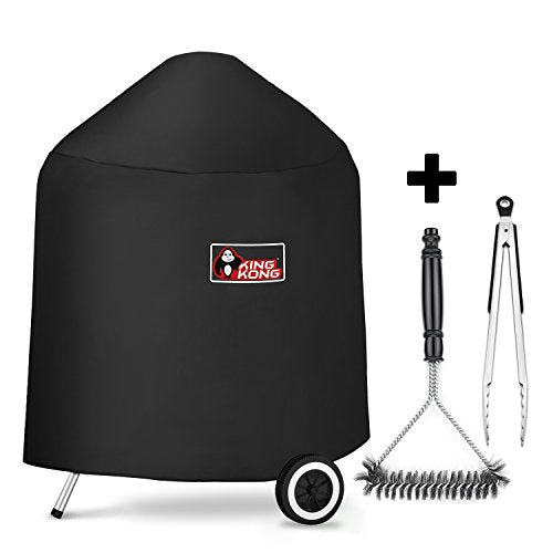 Kingkong 7149 Premium Grill Cover for Weber Charcoal Grills, 22.5-Inch (Compared to the 7149 Grill Cover) Including Grill Brush and Tongs.