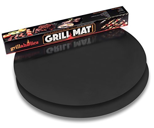 Grillaholics Grill Mat Round - As Featured on Rachael Ray Top Grilling Accessories - Set of 2 Nonstick BBQ Grilling Mats - 15 Inch