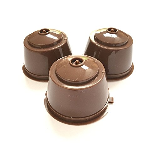 3pcs/pack Plastic Refillable Reusable Coffee Capsule Compatible with Dolce Gusto Machine Compatible with Mini Me, Genio, Piccolo, Esperta and Circolo+ Free Coffee Spoon Gift