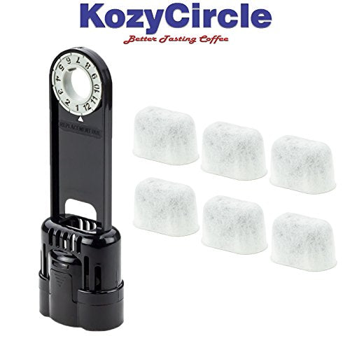 6 Charcoal Water Filters and Water Filter Holder Starter Kit Combo for Keurig 1.0 Coffee Machines by KozyCircle