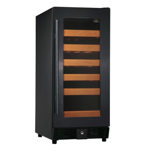 KingsBottle PRO Series 25 Bottle Single Zone Wine Cooler, Black