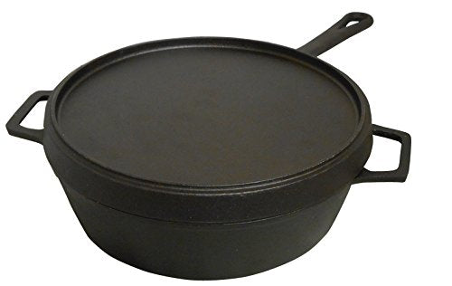 King Kooker CI5FGS Cast Iron Fryer with Griddle Lid, 5-Quart