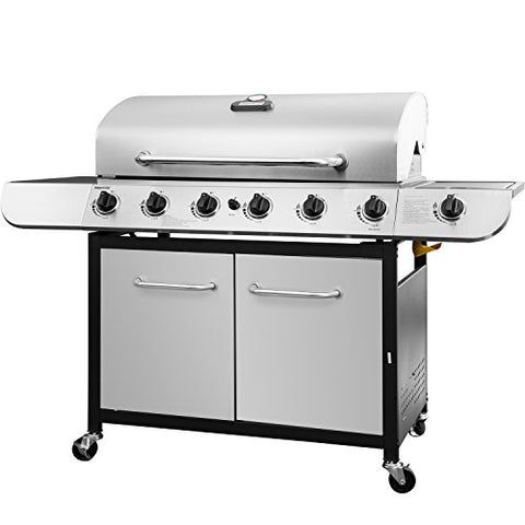 Royal Gourmet Classic Stainless Steel 6-Burner Cabinet Gas Grill with Side and Sear Burner