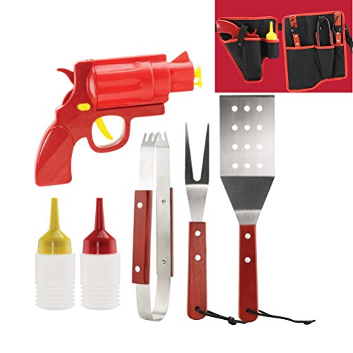 Smokin' Grill BBQ Tools & Condiment Dispenser Set