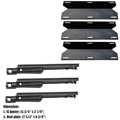 Direct Store Parts Kit DG246 Replacement Jenn Air Gas Grill; Glen Canyon 720-0026,720-0145 Grill, Repair Kit Burner and Heat Plate- 3 Pack (Cast Iron Burner + Porcelain Steel heat plates)