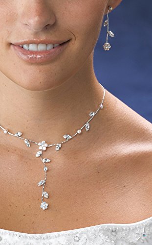 Lillian Rose 13-Inch to 17-Inch Rhinestone Flower Necklace and Earring Set