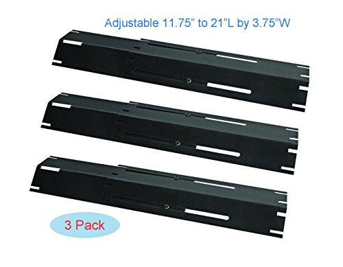 BBQ funland (3-pack) Universal Adjustable Porcelain Steel Replacement Heat Plate Shield, Heat Tent, Flavorizer Bar, Burner Cover, Flame Tamer for Gas Grill,Extends from 12" up to 21"L