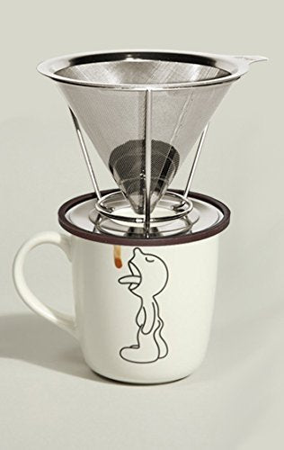 Pour Over Coffee Dripper / Maker - Stainless Steel with Clever Cone Design - Reusable / Washable Paperless Filter with Stand and Free Scoop - CaffeVERO - 100% Satisfaction Guaranteed!