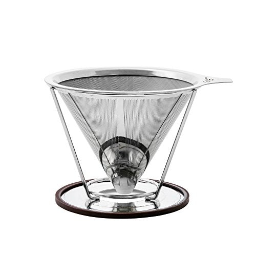 Essence Stainless Steel Pour Over Coffee Maker - 4 Cups - | Highest Quality Dripper with Stand | Reusable Double Layer Cone