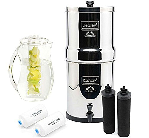 Royal Berkey with 2 Black Filters and 2 PF-2 Fluoride Filters with 92 oz. Infuser Pitcher