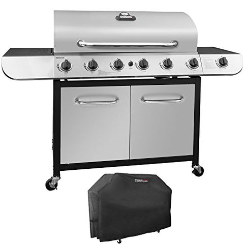 Royal Gourmet Classic Stainless Steel 6-Burner Cabinet Gas Grill with Side and Sear Burner