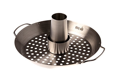 Beer Can Chicken Roaster & Cooker - Easy To Use, Great Taste - with Vertical Holder Rack and Vegetable Wok / Grill Basket, Stainless Steel Construction By BBQ - Aid