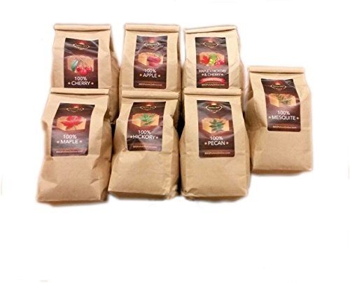 Lumber Jack BBQ 7 varieties BBQ Pellet Pack - 1 Lb. Bag - 100% (Apple, Cherry, Pecan, Hickory, Maple-Hickory-Cherry, Mesquite and Maple) - Shipped Priority Mail if Qty 1