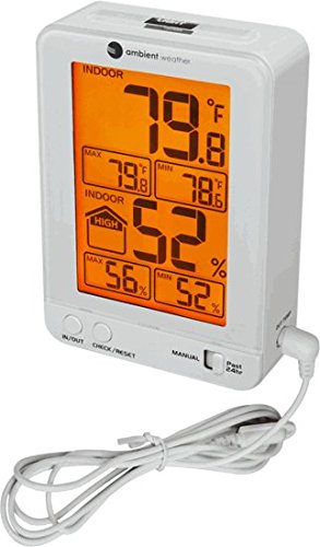 Ambient Weather WS-2063-W-P Indoor Temperature & Humidity Monitor with Probe & Backlight