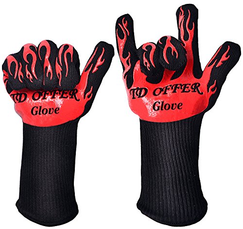 Oven Gloves Heat Resistant,Grilling Gloves for Cooking Outdoors,smoker,BBQ Gloves Camping with Silicone