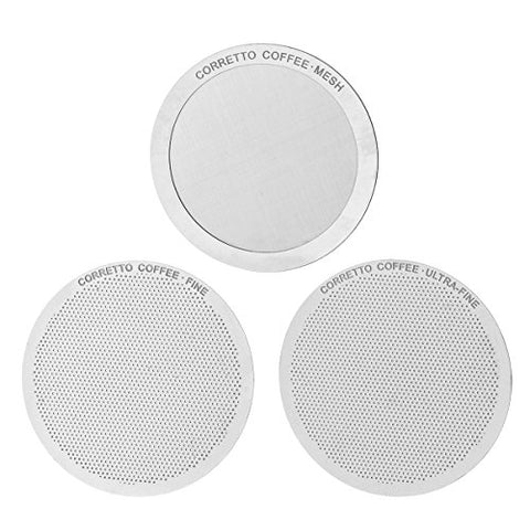 Pro AeroPress Reusable Filters - FINE, ULTRA-FINE and MESH - Premium Stainless Steel - Brewing Guide Included