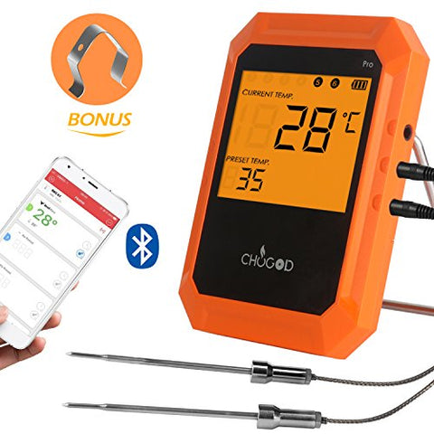 uvistare BBQ Meat Thermometer, Bluetooth Remote Cooking Thermometer, Wireless Digital Thermometer with 6 Probe Port for Smoker Grilling Oven Kitchen, iPhone & Android Phone Supported By