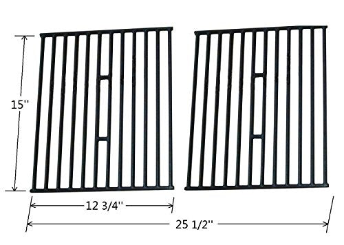 Edgemaster Pack of 2 Matt Cast Iron Cooking Grid Replacement for Select Gas Grill Models by Broil King, Broil-Mate and Others