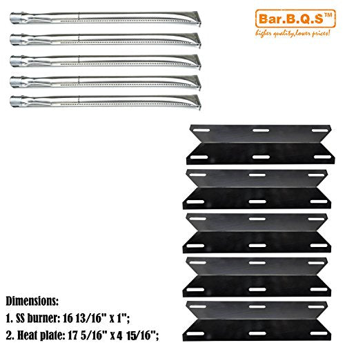 Bar.b.q.s Gas Grill Rebuild Kit Porcelain Steel Heat Plate and SS Burner Parts Replacement For Permasteel PG-50400-S, PG-50401-S, PG-50404-SOL, Charmglow 720-0304 Gas Grill Models