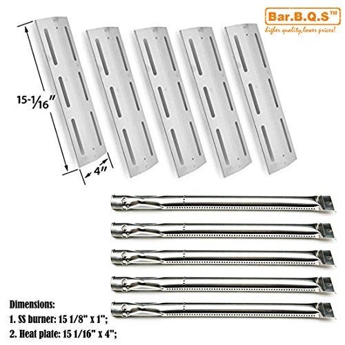 Bar.b.q.s Kenmore Sears P01705009E, P01708034E, P02008010A, P02008029A and Grill Chef PAT502, PAT-502 Replacement Kit Includes 5 Stainless Burners & 5 Stainless Heat Shields
