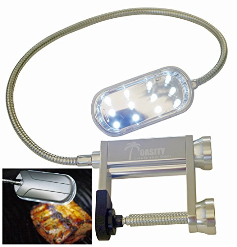 Oasity All-Purpose BBQ Light - 12-LED Light Barbecue Grill Light - Premium Sturdy Aluminum Construction - Doubles As A Work Light - 3 'AAA' Alkaline Batteries Included - 12 Month Warranty