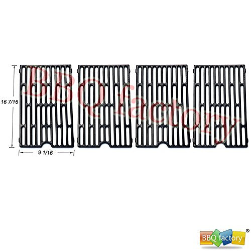 bbq factory Replacement Cast Iron Cooking Grid Porcelain coated (4-pack) for Select Gas Grill Models By Chargriller,Jenn-air, Vermont Castings Gas Grill and Others