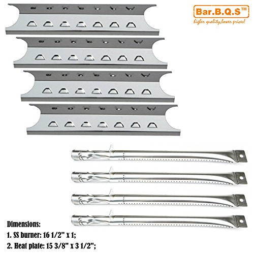 Bar.b.q.s Replacement Perfect Flame 24137, 24138, 2518SL-LPG, 2518SL-NG, 2518SLN-LPG Burner & Heat Plates (4pack SS Burner + 4pack SS Heat Plate)