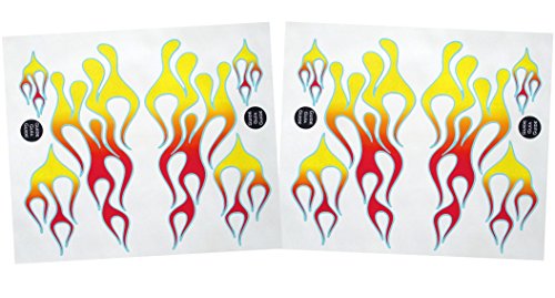 KA Mixer Decal Kit ClassicMix Double Stickers Flame Cover red, orange, and yellow with blue trim, designed to fit all KitchenAid stand mixers. Mixer Not Included.