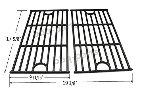 Hongso PCA312 Universal Gas Grill Grate Cast Iron Cooking Grid Replacement, Master Forge SH3118B matte cast iron cooking grid, Sold as a Set of 2