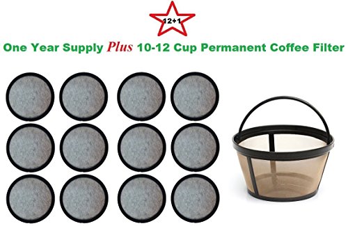 10-12 Cup Permanent Basket-Style Coffee Filter & a set of 12 Water Filters designed to fit Mr. Coffee Coffeemakers