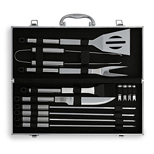 Flamen Bbq Tools Set, 13-Piece Grill Tools Set With 1 Aluminum Case, Heavy Duty Stainless Steel Barbecue Premium Grilling Utensils Accessories for Barbecue