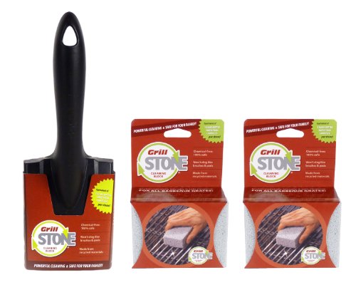 GrillStone Grill Cleaner Starter Set, with Handle and Two Blocks