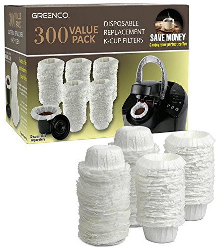 Greenco 0017C 300 Disposable Replacement K-Cup Filters Compatible with Keurig K-Cup Coffee Machines, Black