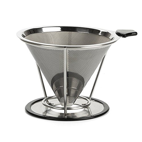 Coffee Dripper, OPACC Stainless Steel Best Pour over Single Cup coffee makerer Reusable Permanent Drip Coffee Cone Filter