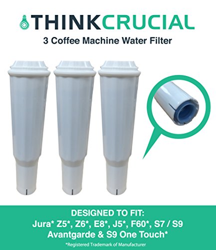 3 Replacements for Jura Clearyl White Water Filter Fits Coffee Machines Z5, Z6, E8, E9, J5, & F60, Compatible With Part # 64553, by Think Crucial