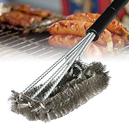 360 Degree CLEAN GRILL BRUSH- 18" Best BBQ Grill Brush-3 Stainless Steel Brush In 1-Effortless Cleaning-BBQ Accessories-Stiff Light Weight Design-For Weber,Char-Broil,Porcelain&Infrared Grill