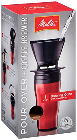 Melitta Coffee Maker, Single Cup Pour-Over Brewer with Travel Mug (Pack of 2)