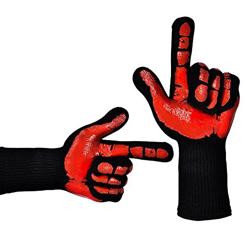 4YANG BBQ Heat Resistant Grilling Cooking Gloves, EN407 Certificated BBQ Grilling Cooking Gloves - Heat Guardian Heat Resistant Gloves - Withstand Heat Up To 932℉ for Extra Forearm Protection