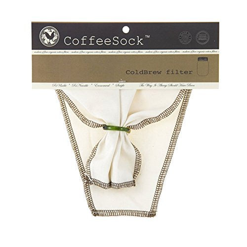 CoffeeSock 100% Organic cotton Reusable ColdBrew filter 1/2 Gallon (64oz) (Natural)