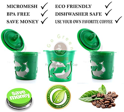 Three Count Premium Cafefill Keurig Reusable Refillable Coffee Filter Pod Stainless Steel Micro Mesh/ Screen