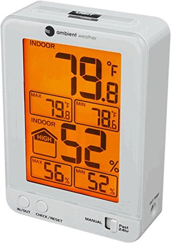 Ambient Weather WS-2063-W-P Indoor Temperature & Humidity Monitor with Probe & Backlight