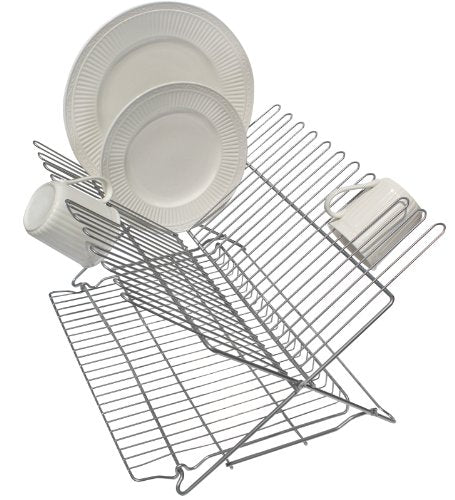 Better Houseware 3489.5 Folding Dish Rack, Metallic Silver