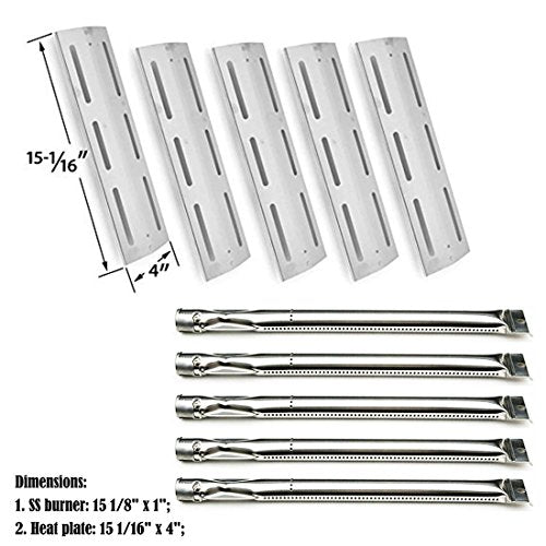BBQ Gas Grill Parts 5Pack SS Burners ,Stainless Steel Heat Shield Replacement For Kenmore P01708034E,P02008010A,P02008029A