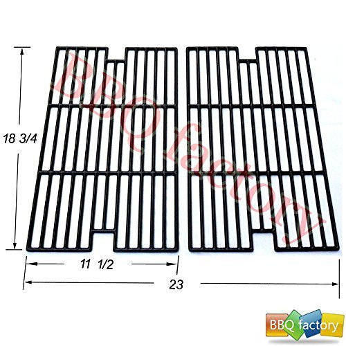 bbq factory Replacement Porcelain coated Cast Iron Cooking Grid Grate JGX012 for Select Kenmore and Sams Gas Grill Models, Set of 2