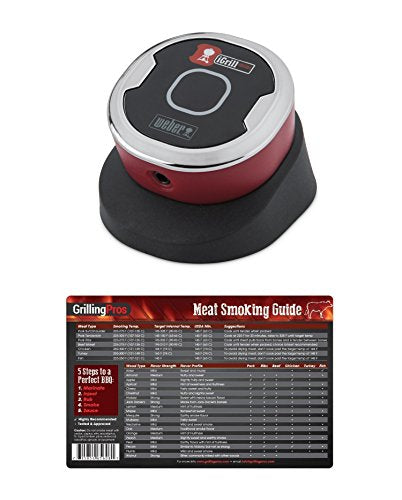 GrillingPros Weber iGrill Mini Thermometer With Weather Proof Meat Smoking Guide Magnet